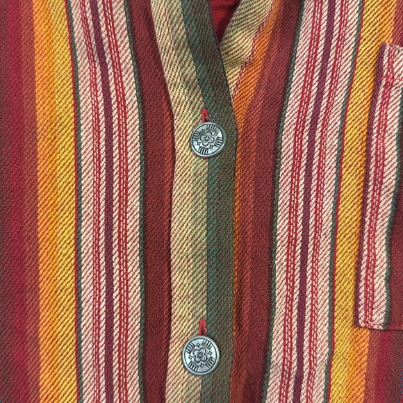 L&B Western Multicolor Sarape Striped Button Down  Shirt - Picture 3 of 5